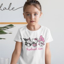 Morinna Kişiye Isme Özel Hello Kitty Kuromi My Melody Baskılı Çocuk T-Shirt Mr-03