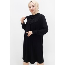 By Coolest Butik 2416 Kristal Kumaş Yakası Taşlı Büyük Beden Tesettür Tunik