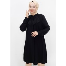 By Coolest Butik 2416 Kristal Kumaş Yakası Taşlı Büyük Beden Tesettür Tunik