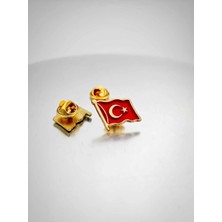 Herşey Nota 2 Adet Türk Bayrağı Gold&gümüş Yaka Rozeti