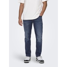Only & Sons Yüksek Bel Normal Koyu Mavi Erkek Denim Pantolon Onsweft Reg. One Dbd 7620 Pım Dnm V