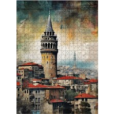 Tablomega Ahşap Mdf Puzzle Yapboz Retro Galata Kulesi 500 Parça 50*70 cm