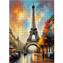 Tablomega Ahşap Mdf Puzzle Yapboz Retro Eyfel Kulesi 500 Parça 50*70 cm