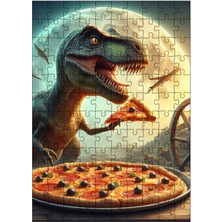 Tablomega Ahşap Mdf Puzzle Yapboz Pizza Yiyen Dinazor 120 Parça 25*35 cm