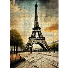 Karizma Tablo Ahşap Mdf Puzzle Yapboz Gazete Fonu Eyfel Kulesi 500 Parça 50*70 cm