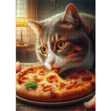 Ekart Ahşap Mdf Puzzle Yapboz Pizza Yiyen Kedi 500 Parça 50*70 cm