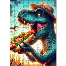 Karizma Tablo Ahşap Mdf Puzzle Yapboz Hotdog Yiyen Dinazor 120 Parça 25*35 cm