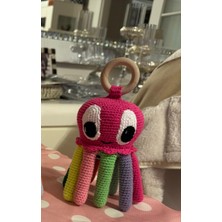 Paris Organik  Oyuncak Pembe Amigurumi Ahtapot Çıngırak ve Diş Kaşıma