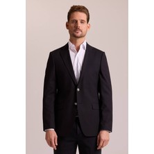 Ysf Erkek Siyah Regular Fit Mono Yaka Likralı Blazer Ceket