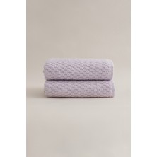 Koza Home Ivory Lila Kabartma Dokulu Mikro Fiber  Pamuk 2li El Yüz Havlusu Seti 50 x 90 - 50 x 90 1123A