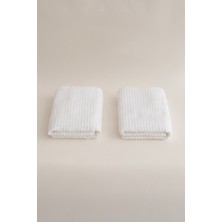 Koza Home Ivory Beyaz Bordürlü Mikro Fiber  Pamuk 2li El Yüz Havlusu Seti 50 x 90 - 50 x 90 1107A