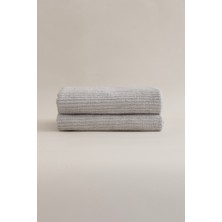 Koza Home Ivory Gri Fitilli Mikro Fiber  Pamuk 2li El Yüz Havlusu Seti 50 x 90 - 50 x 90 1132A