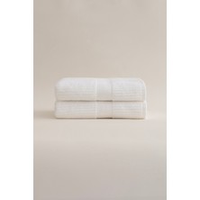 Koza Home Ivory Beyaz Fitilli Mikro Fiber  Pamuk 2li Banyo Havlusu Seti 50 x 90 - 70 x 140 1125A
