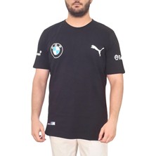 BMW Erkek Bisiklet Yakalı Bmw Baskılı Kısa Kollu Lacivert Tişört Ety-Bmw