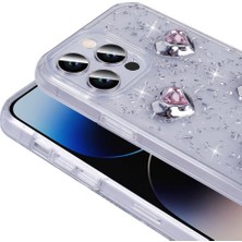 Coolacs Apple iPhone 14 Pro Max ile Uyumlu Airbagli Simli Arka Yüzeyli Kapak