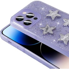 Coolacs Apple iPhone 14 Pro Max ile Uyumlu Airbagli Simli Arka Yüzeyli Kapak