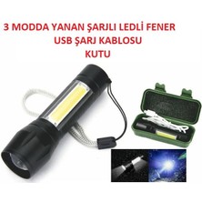 Optana El Feneri Şarjlı Kamp Avcılık Feneri Mini LED Zoom Fener Üç Fonksiyon Fener