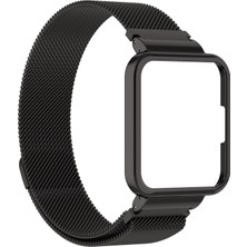 YKD Store Xiaomi Redmi Watch 2 Lite Için Saat Çerçeveli Metal Kayış Siyah (Yurt Dışından)