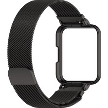 YKD Store Xiaomi Redmi Watch 2 Lite Için Saat Çerçeveli Metal Kayış Siyah (Yurt Dışından)