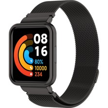 YKD Store Xiaomi Redmi Watch 2 Lite Için Saat Çerçeveli Metal Kayış Siyah (Yurt Dışından)