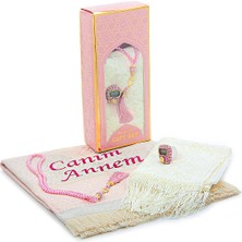 İhvan Online Anneler Gününe Özel Tesbih Zikirmatik Şal Canım Annem Nakışlı Seccade Seti Pembe