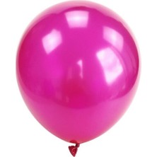 Parti Furyası Fuşya 10 Adet  Metalik Helyum Uyumlu Fuşya  Balon + Fuşya Parlak  Balon Doğum Günü Parti Süsleme Helyum Uyumlu