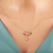 Gumush Gümüş Rose Kalp Yıldız Kadın Kolye