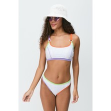 C&city Renkli Biyeli Bikini Takım 3279 Beyaz