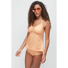 C&city Yüksek Bel Uzun Tankini 7741 Oranj