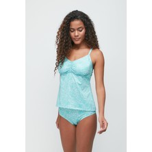 C&city Yüksek Bel Uzun Tankini 7741 Mavi