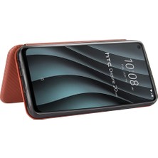 BDT Boutique Kart Tutucu Kickstand Manyetik Karbon Tam ile Htc Desire 20 Pro Için Kılıf (Yurt Dışından)