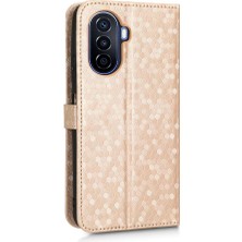 BDT Boutique Huawei Nova Y70/Y70 Artı Geometrik Desen Manyetik Toka Deri (Yurt Dışından)