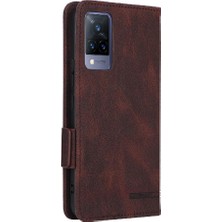 BDT Boutique Vivo V21 Deri Folio Flip Case Için Kılıf Kart ile Tam Koruma (Yurt Dışından)