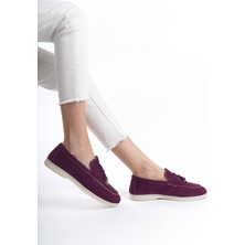 Mubiano Collection Kadın Süet Loafer & Babet Mürdüm -MCKRY1410-MRD