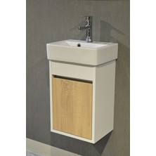 Turkuaz Seramik Banyo Tuvalet Mini Lavabo 26 x 36 cm %100MDF (Banyo Dolabı)