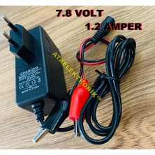 Ata Elektronik 6 Volt Çocuk Akülü Araba Akü Şarj Cihazı Adaptörü + Timsah Maşalı Charger + Kesici + Işıklı - Çıkış Voltajı  7.8 Volt 1.2 Amper