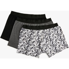 Koton 3'lü Boxer Seti Desenli ve Basic Pamuklu