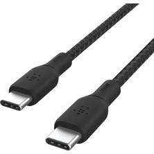 Belkin Usb-C Usb-C Usb-If Sertifikalı Çift Örgülü Data ve Şarj Kablosu, 100W, 2 Metre, 25000 Bükülmeye Kadar Dayanıklı, Siyah