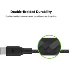 Belkin Usb-C Usb-C Usb-If Sertifikalı Çift Örgülü Data ve Şarj Kablosu, 100W, 2 Metre, 25000 Bükülmeye Kadar Dayanıklı, Siyah