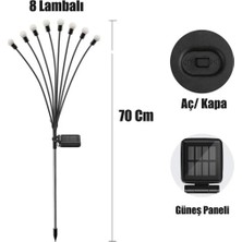 Rosemor Güneş Enerjili Beyaz 8 Ledli Dekoratif Solar  Bahçe Aydınlatması Bahçe Lambası