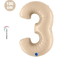 Parti Dükkanım 3 Rakam Folyo Balon Satin Krem (100X70 Cm)
