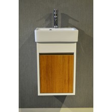 Turkuaz Seramik Banyo Tuvalet Mini Lavabo 26 x 36 cm %100MDF (Banyo Dolabı)