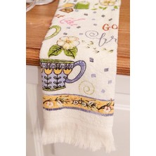 Cnr Garden 5'li Saçaklı Pamuklu 40x60 cm Pamuk Baskılı Havlu Seti El Yüz Mutfak Havlusu Yumuşak Desenli Su Emici Set