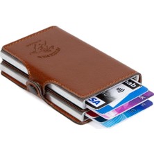 Newish Polo Taba Deri Otomatik Kart Çekim Önleyici Alüminyum Çift Mekanizmalı Kartlık Ve Cüzdan newpolo027