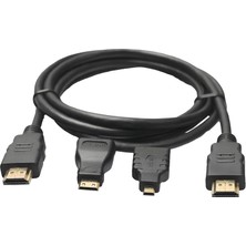 Speeduf 1.5 M 1.4V 3D HDMI Kablo Mini Micro Uç 3in1 Çevirici Dönüştürücü Adaptör Kablosu