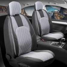 Startcar Kia Sorento Uyumlu Yarı Deri Oto Koltuk Kılıfı Ön Arka Set Chester Model Siyah Gri Sc