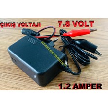 Ata Elektronik 6 Volt Aküler Için  Şarj Cihazı  Charger LED Işıklı Şarjda Kırmızı Dolunca Yeşil Voltaj Kesicili Extra Timsah Maşalı Kablolu  - Kaliteli Ürün - 7.8 Volt 1.2 Amper