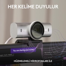 Logitech Mx Brio Ultra Hd 4K Gizlilik Kapaklı ve Mikrofonlu Yayın Web Kamerası, Açık Gri