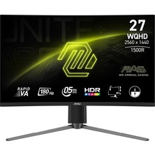 MSI 27" MAG 27CQ6PF 2560x1440 (WQHD) 16:9 CURVE 1500R RAPID VA 180HZ 0.5MS FREESYNC GAMING MONITOR