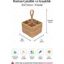 Naturel Home Bohem Kare Rattan Çatallık ve Kaşıklık, Iskandinav, Modern